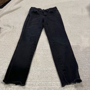 Flying Monkey Mid Rise Ankle Skinny Jeans Black 25 Raw Hem